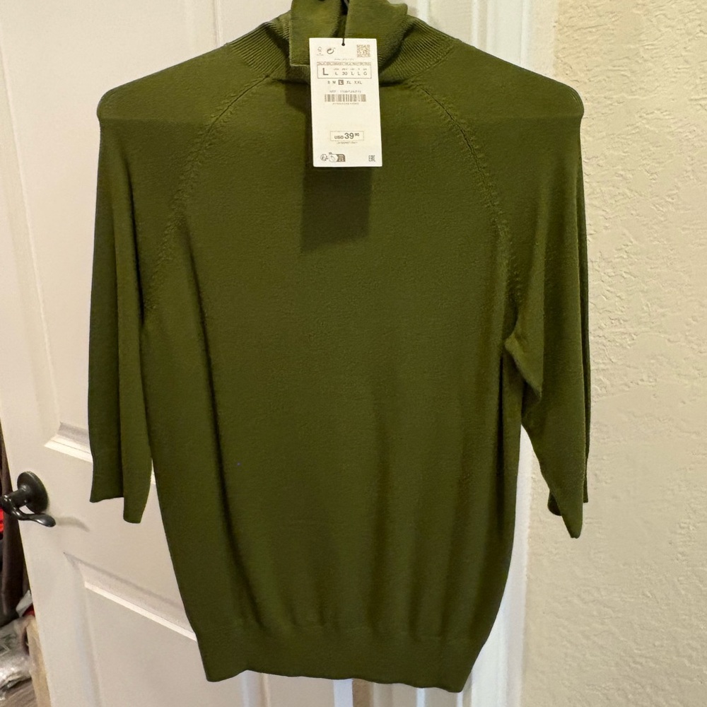 Zara Olive Green Mock Neck Knit Sweater – Size L